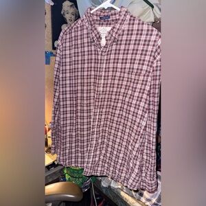 St. John's Bay Men's Burgundy Plaid Button Down Shirt